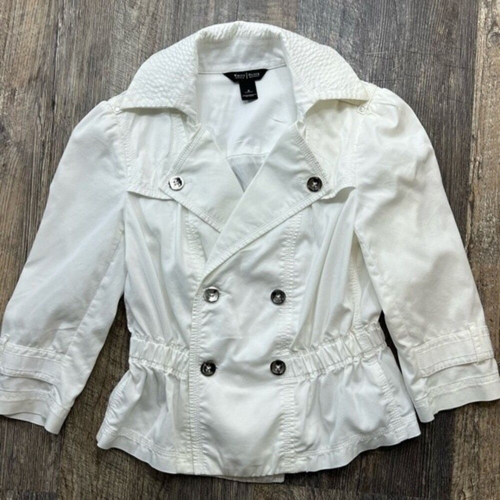 White House Black Market Silver Button Mini Trench Women's Size 0